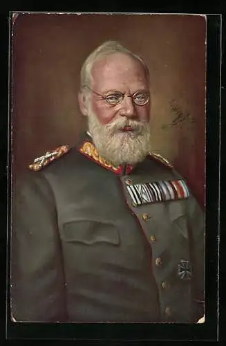 AK König Ludwig III. von Bayern in Uniform mit Brille