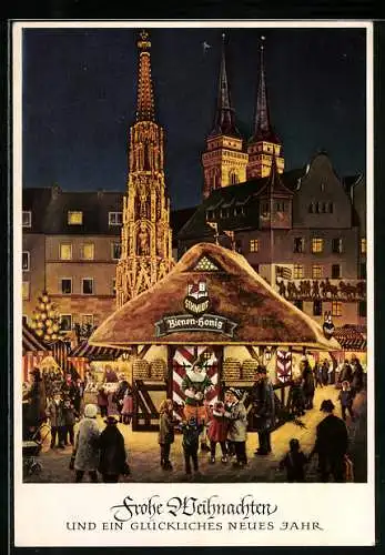AK Nürnberg, Christkindles-Markt, Bienen-Honig Stand der Imkerei Schmidt