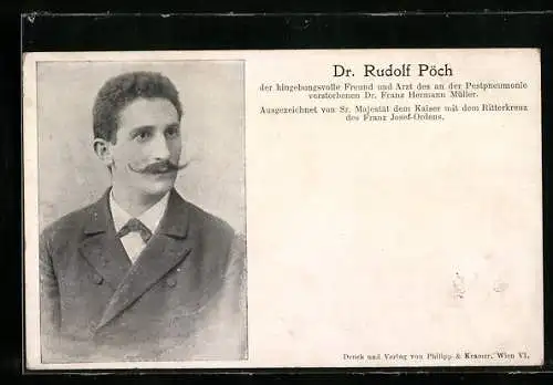 AK Arzt Dr. Rudolf Pöch - Arzt des an Pestpneumonie verstorbenen Dr. Franz Hermann Müller