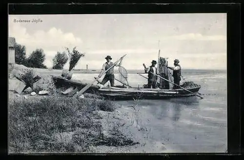 AK Fischer mit Boot und Netzen am Bodensee