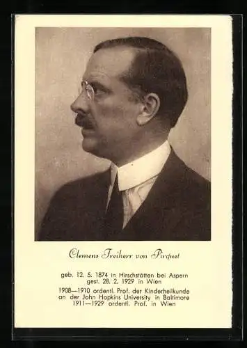 AK Porträt Prof. Clemens Freiherr von Pirquet