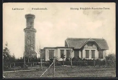 AK Freudenstadt, Herzog Friedrich-Aussichts-Turm mit Gasthaus