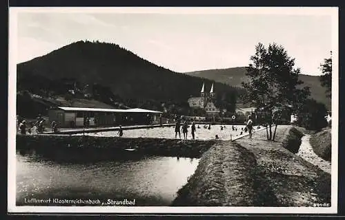 AK Klosterreichenbach /Schwarzwald, Strandbad mit Bergblick