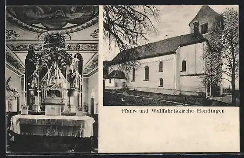 AK Hondingen, Pfarr- und Wallfahrtskirche mit Altar