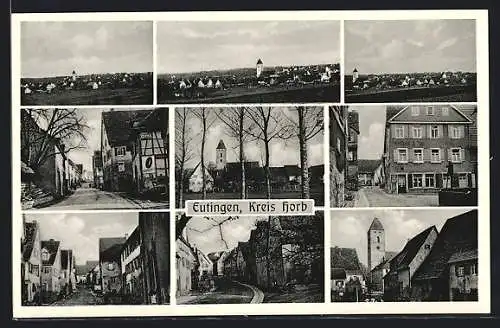 AK Eutingen /Kreis Horb, Strassenpartien, Ortspartie mit Kirche, Kaufhaus Saile F. Schöttle