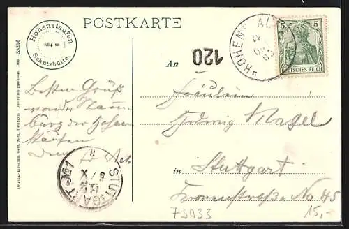 AK Göppingen, Schutzhütte, Hohenstaufen