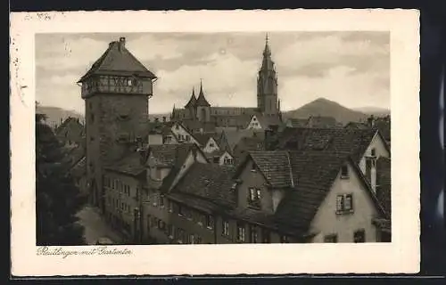 AK Reutlingen, Teilansicht mit Gartentor