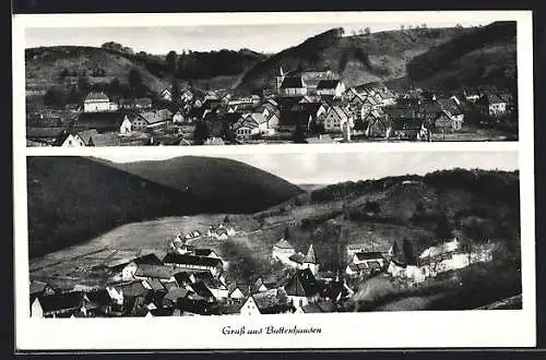 AK Buttenhausen bei Münsingen, Panorama, Teilansicht aus der Vogelschau