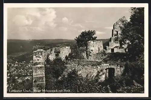 AK Urach, Ruine Hohenurach mit Stadt