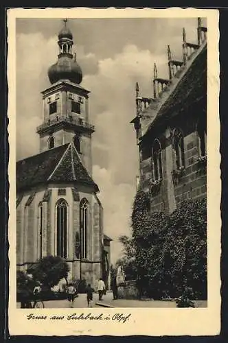 AK Sulzbach i. Obpf., Kirche mit Passanten