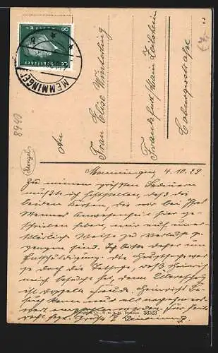 AK Memmingen, Strassenpartie am Rathaus