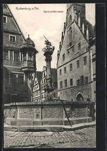 AK Rothenburg o. Tbr., Blick auf den Herterichbrunnen