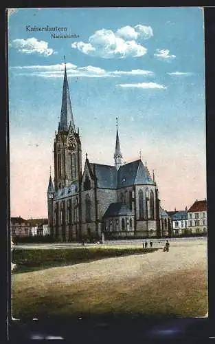 AK Kaiserslautern, Strassenpartie mit Marienkirche