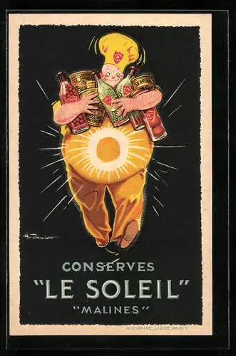AK Reklame für Konserven-Gemüse Le Soleil, Malines, Die Sonne geht auf