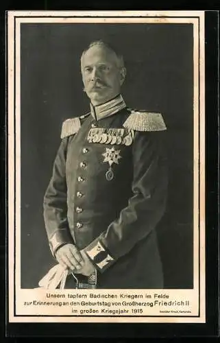 AK Grossherzog Friedrich II. von Baden in Uniform