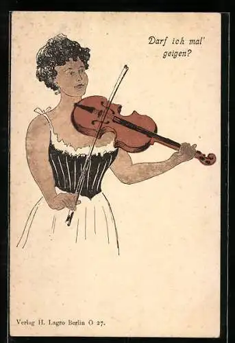 Künstler-AK Dame beim Geigespielen