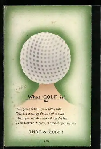 AK Golfball mit Gedicht