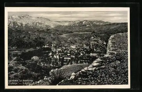 AK Cetinje / Cettigne, Panorama aus der Vogelschau