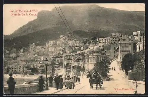 AK Monte-Carlo, Montée de la Costa, Pferdekutsche