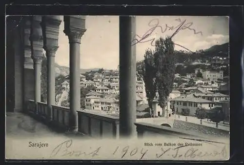 AK Sarajevo, Blick vom Balkon des Rathauses