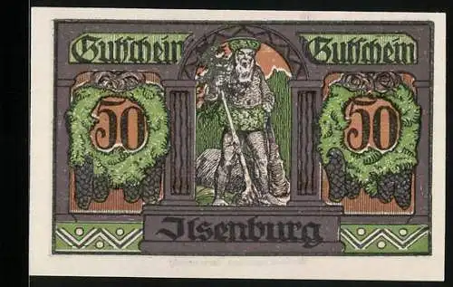 Notgeld Ilsenburg 1921, 50 Pfennig, Schloss und Klosterkirche, Gutschein