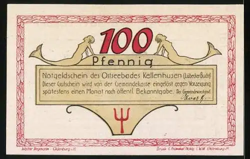 Notgeld Kellenhusen /Ostsee, 100 Pfennig, Strandpartie