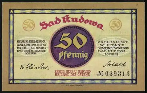 Notgeld Bad Kudowa, 50 Pfennig, Kurpark