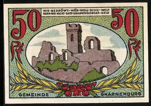 Notgeld Gnarrenburg, 50 Pfennig, Burgruine