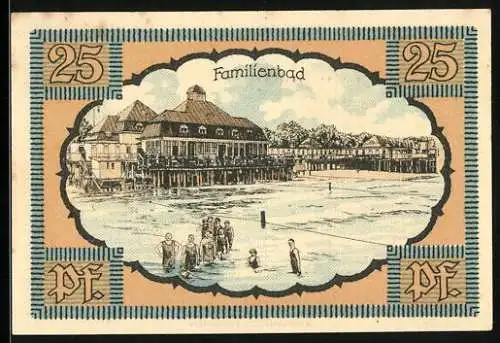 Notgeld Kolberg /Ostsee 1921, 25 Pfennig, Familienbad, Gutschein