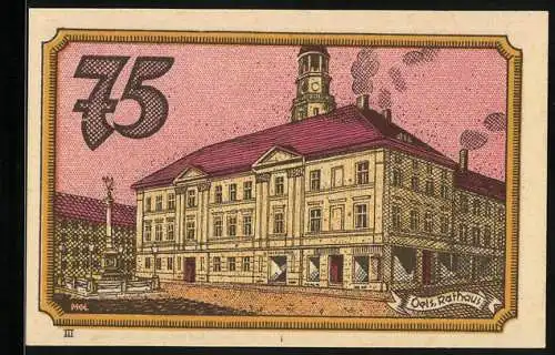Notgeld Oels in Schl., 75 Pfennig, Rathaus