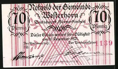 Notgeld Westerhorn 1921, 70 Pfennig, Volksfest