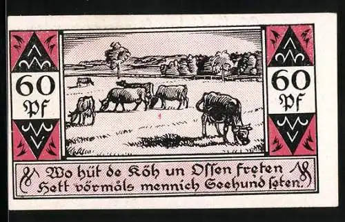 Notgeld Westerhorn 1921, 60 Pfennig, Vieh auf der Weide