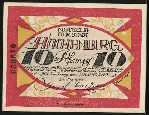 Notgeld Hachenburg 1921, 10 Pfennig, Ortsansicht