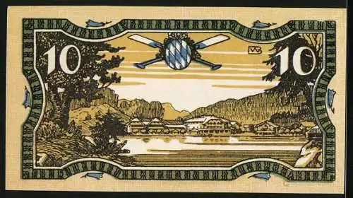 Notgeld Königssee 1921, 10 Pfennig, Seepartie und Panorama