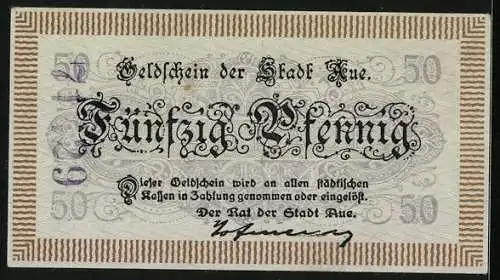Notgeld Aue 1918, 50 Pfennig, Signatur