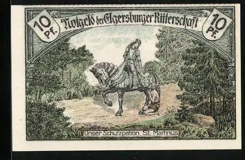 Notgeld Bad Elgersburg 1921, 10 Pfennig, Schutzpatron St. Martinus