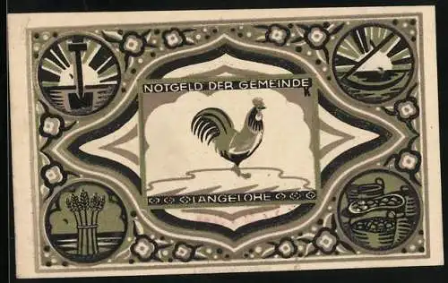 Notgeld Langelohe 1922, 25 Pfennig, Hahn und Wappen