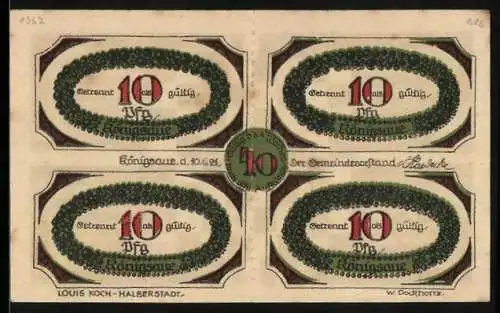 Notgeld Königsaue, 40 Pfennig (4 x 10 Pfennig), Schachbrett