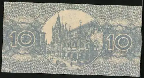Notgeld Köln 1920, 10 Pfennig, Rathaus und Kölscher Boor