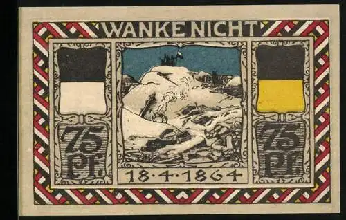 Notgeld Altona /Elbe 1922, 75 Pfennig, Menschen mit Fahne auf einem Hügel Wanke nicht 18.04.1864