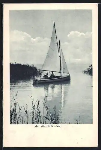 AK Neusiedl, Am Neusiedler-See mit Segelboot