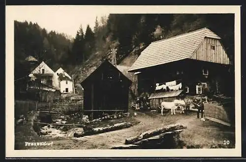 AK Unzmarkt, Frauendorf, Gehöft mit Wäsche auf der Leine