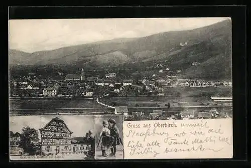 AK Oberkirch / Baden, Gesamtansicht, Geldreich`s Gasthof zur Linde, Kinder in Tracht