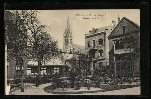 AK Wesel / Rhein, Marien-Hospital, Garten-Ansicht