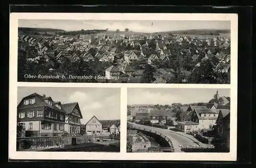AK Ober-Ramstadt / Darmstadt, Darmstädterstrasse, Apotheke, Totalansicht