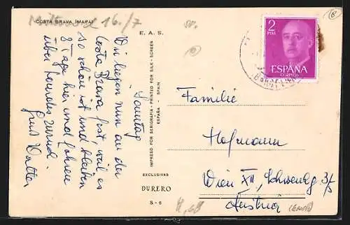 Künstler-AK Costa Brava /Mapa, Panorama mit Palamos, Tamariu und Llafranc