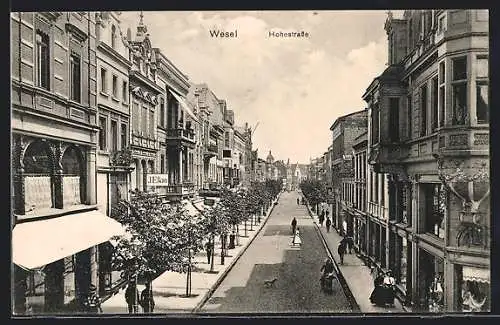 AK Wesel / Rhein, Blick in die Hohestrasse mit Geschäften