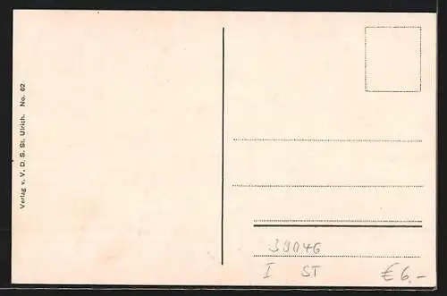 AK St. Ulrich in Gröden, Teilansicht mit Bergen