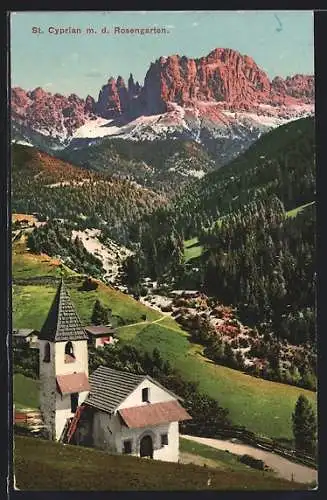 AK St. Cyprian, Kapelle mit dem Rosengarten