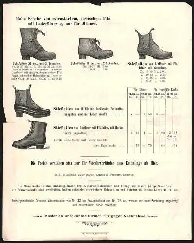 Rechnung Seifhennersdorf i. S., August Oppelt, Schuhfabrik, Auswahl an Preis-Medaillen, Produktansichten